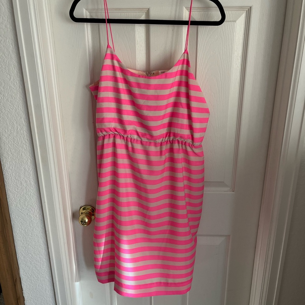 J. Crew Pink and Cream Striped Dress